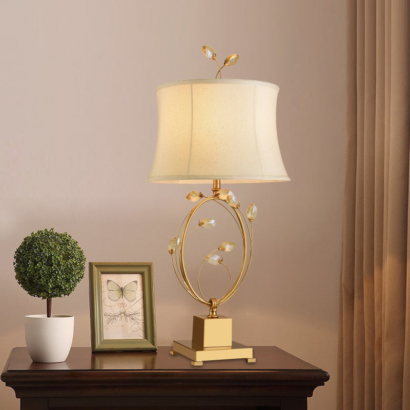 1 lampe à manger de tête de tête d'éclairage de tâche en or moderne avec une teinte en tissu évasé