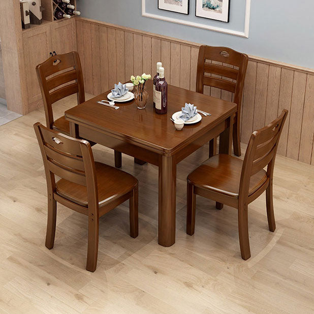 Mesa de comedor industrial cuadrado Mesa fija de madera con madera de goma sólida