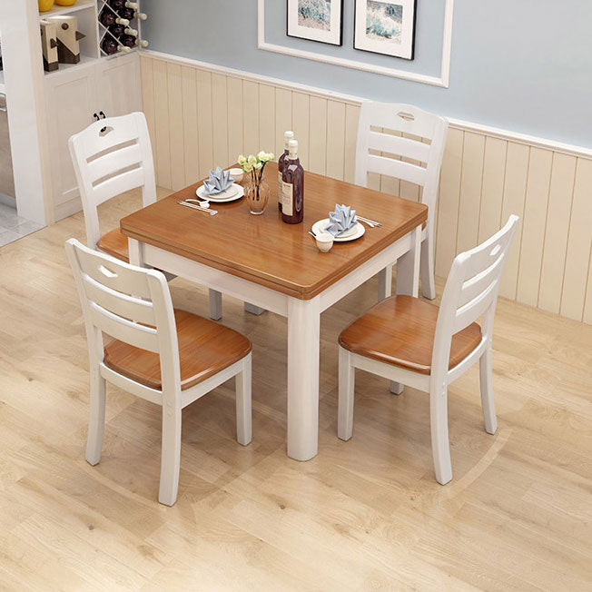Mesa de comedor industrial cuadrado Mesa fija de madera con madera de goma sólida