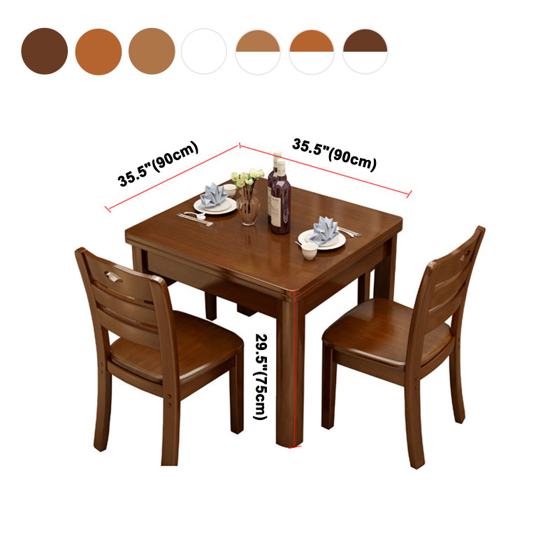 Mesa de comedor industrial cuadrado Mesa fija de madera con madera de goma sólida