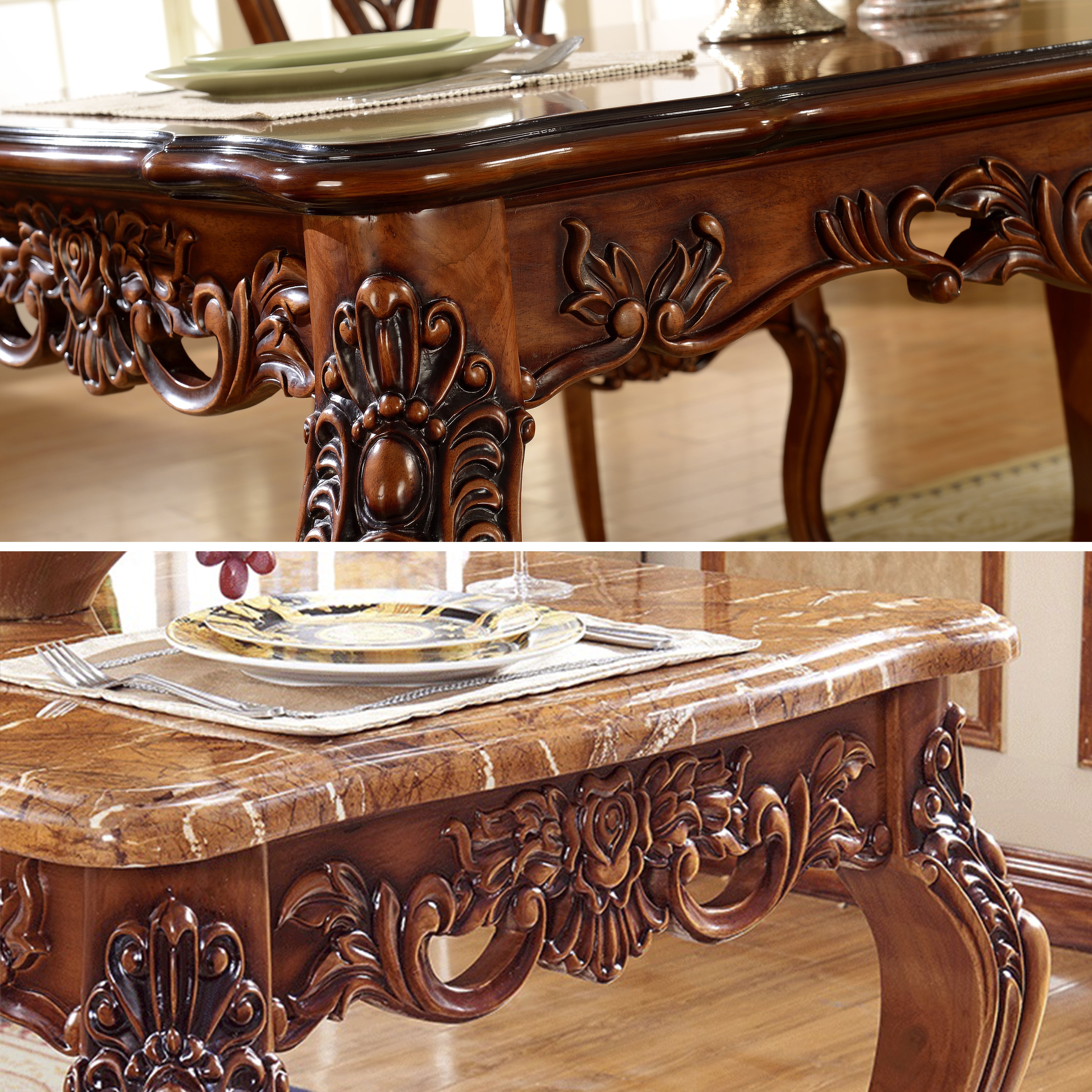Style victorien de table fixe de table à manger de couleur en bois de forme de rectangle avec 4 jambes