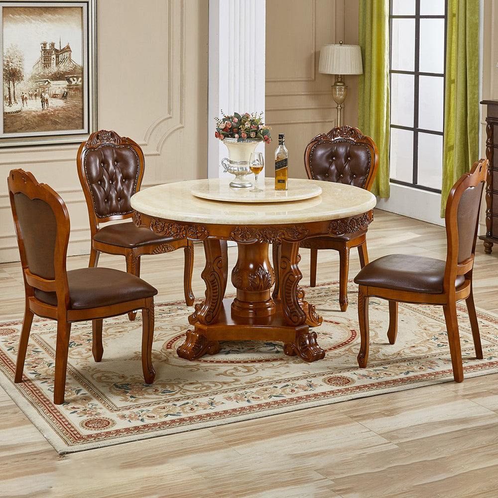 Solid Wood Victorian Round Dining Table Dining Table with Pedestal Base