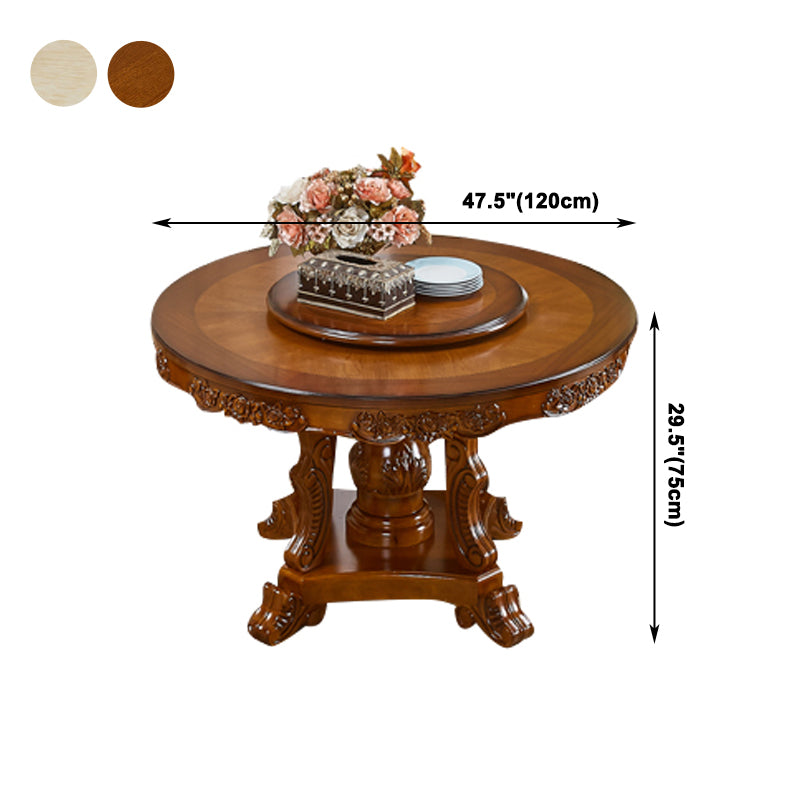 Solid Wood Victorian Round Dining Table Dining Table with Pedestal Base