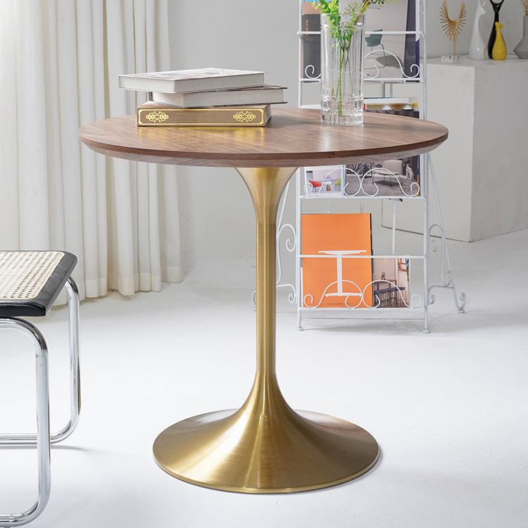 Metal Contemporary Round Dining Table Solid Wood Table for Dining Room