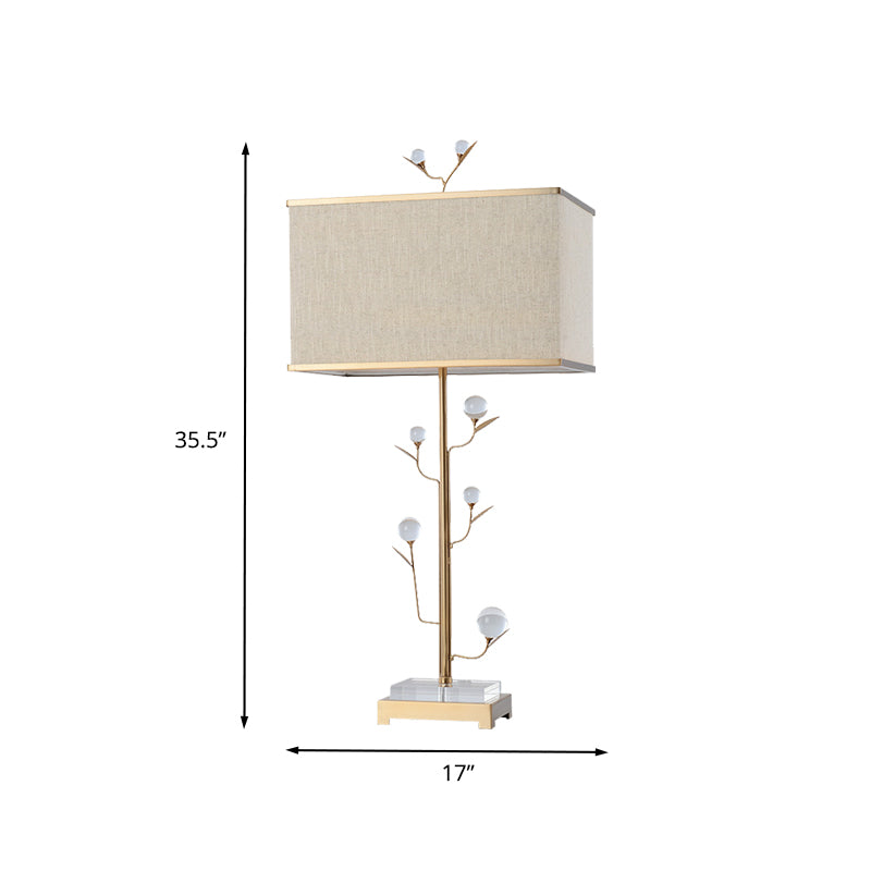 Tissu lampe de table rectangulaire de forme contemporaine 1 livre de lecture de bulbe lumière en or
