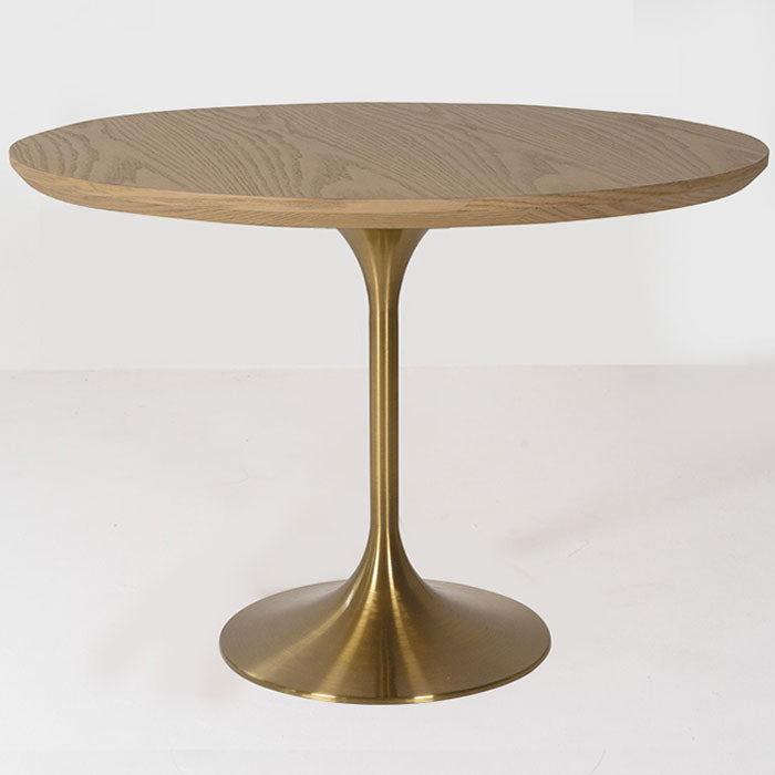 Metal Contemporary Round Dining Table Solid Wood Table for Dining Room