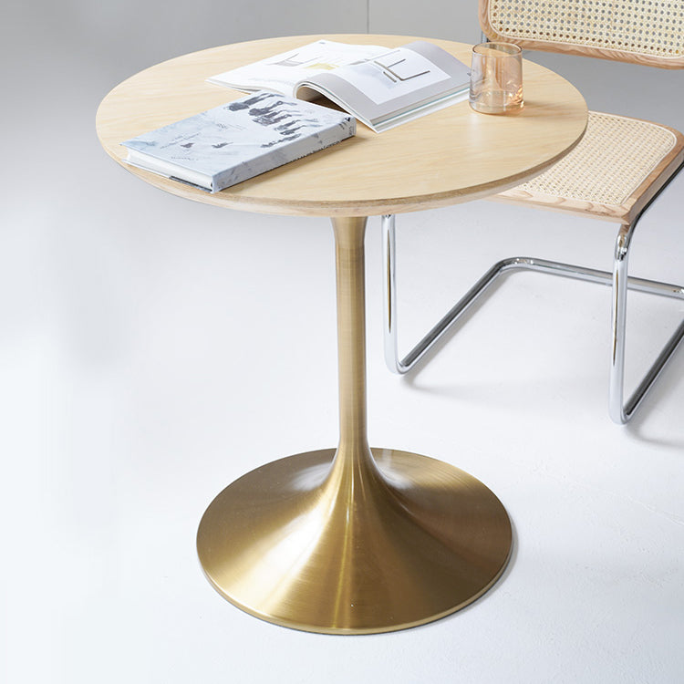Metal Contemporary Round Dining Table Solid Wood Table for Dining Room