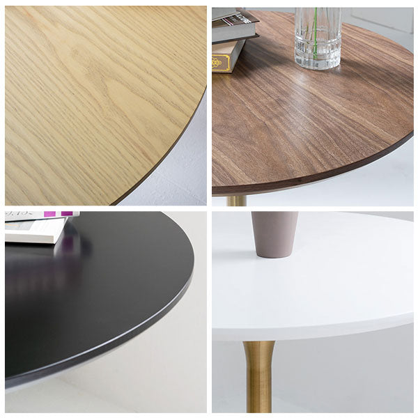 Metal Contemporary Round Dining Table Solid Wood Table for Dining Room