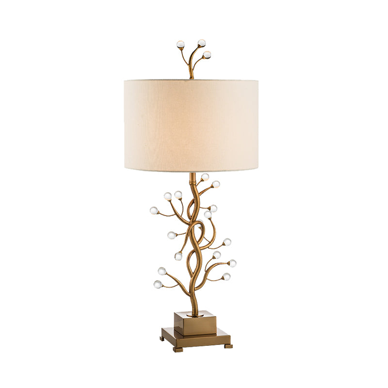 1 tâche cylindrique en cristal éclairage moderniste tissu lampe de nuit en or