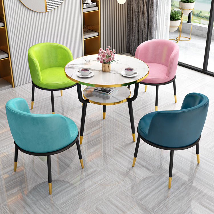 Contemporary MDF Standard Dining Table Round Shape Kitchen Dining Table with 3 Legs Base