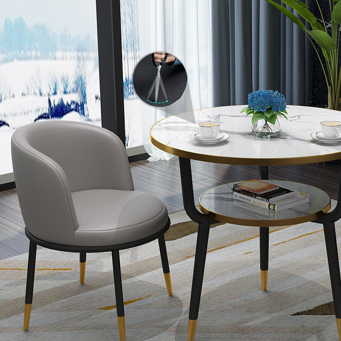 Contemporary MDF Standard Dining Table Round Shape Kitchen Dining Table with 3 Legs Base