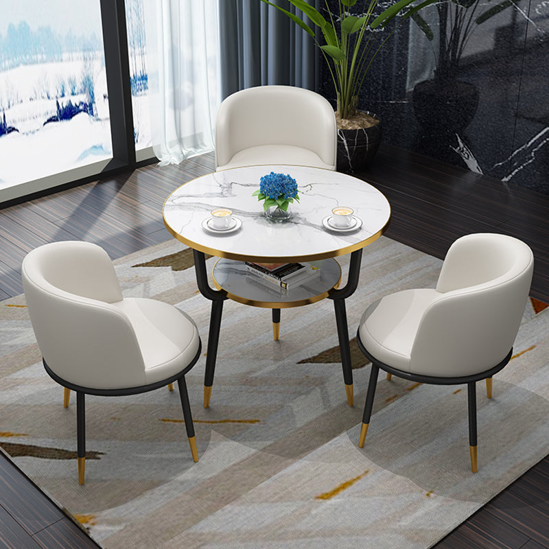 Contemporary MDF Standard Dining Table Round Shape Kitchen Dining Table with 3 Legs Base