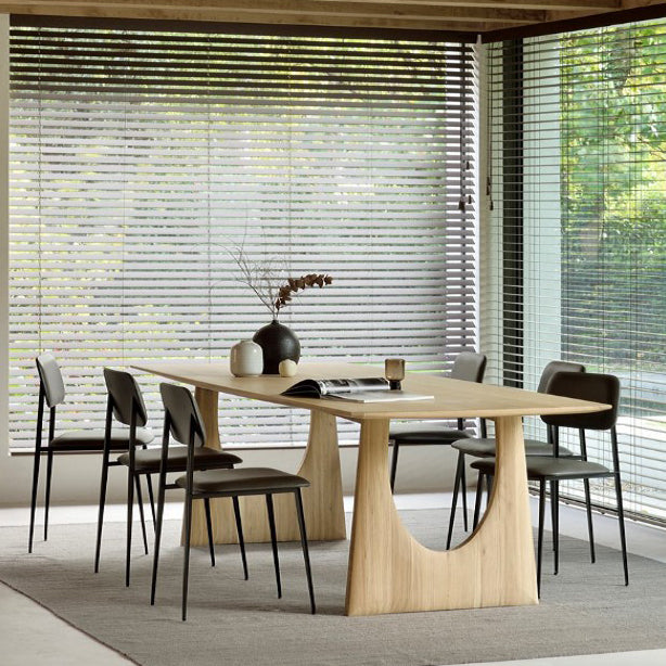 Rectangle Shape Wood Color Table Pine Solid Wood Table Modern with Double Pedestal