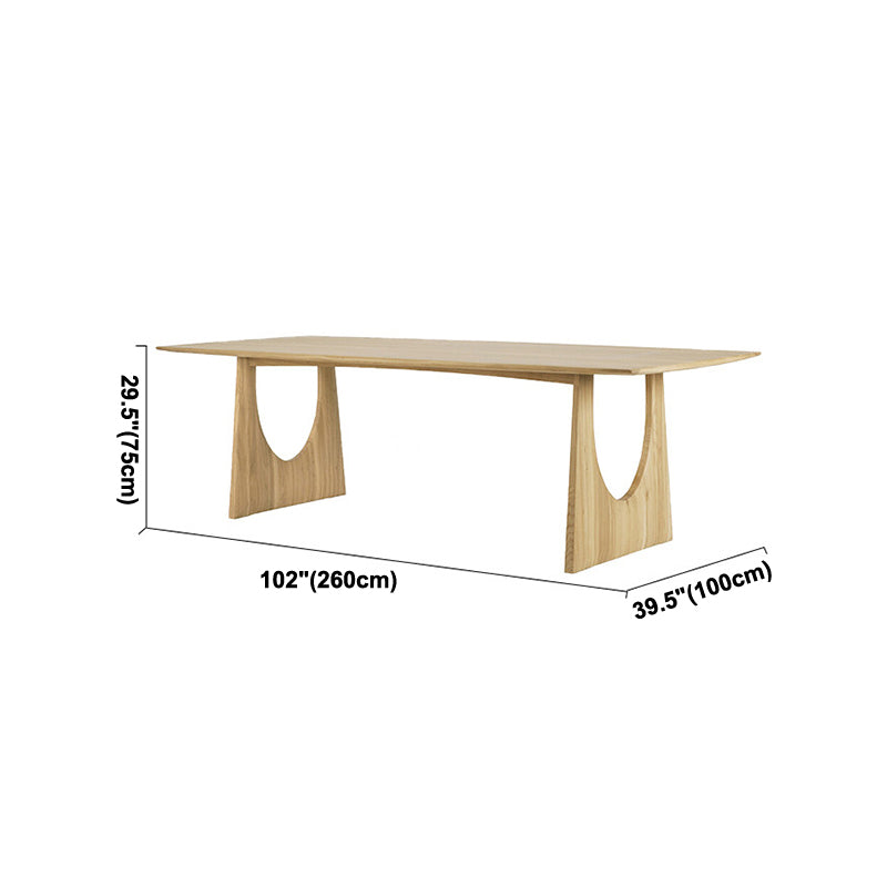 Rectangle Shape Wood Color Table Pine Solid Wood Table Modern with Double Pedestal