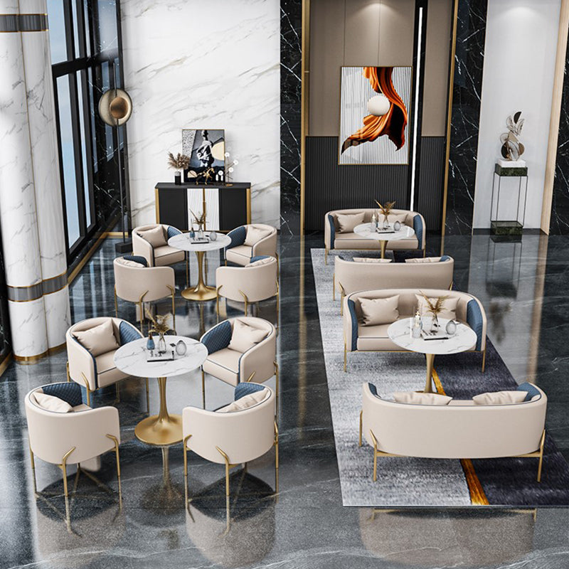 Round Sintered Stone White Dining Table Luxury Tulip Base Table for Dining Room