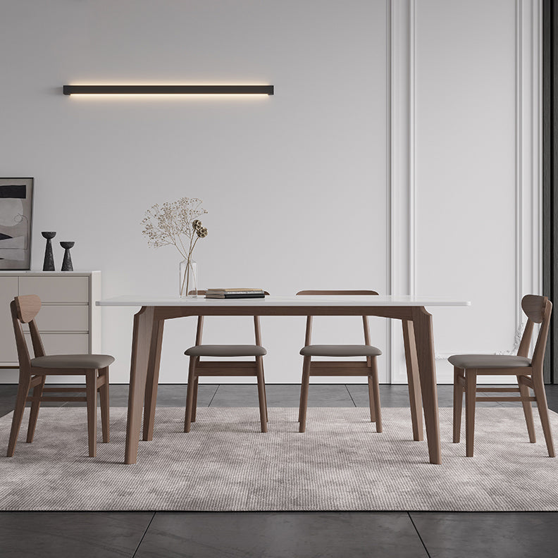 Sintered Stone Two-Color Dining Table Mid-Century Modern 4 Legs Table for Dining Room