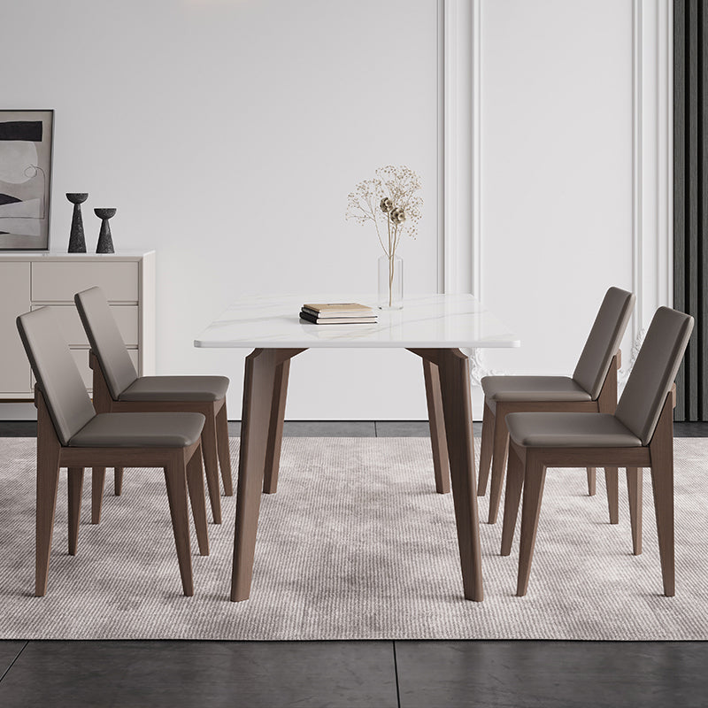 Sintered Stone Two-Color Dining Table Mid-Century Modern 4 Legs Table for Dining Room