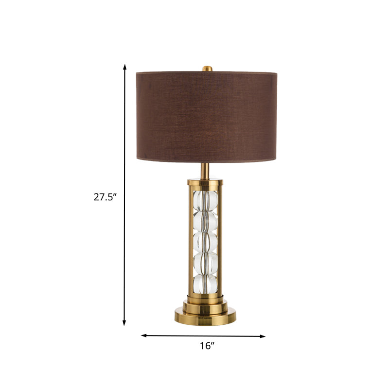 1 Kopfstudienaufgabenbeleuchtung moderner Gold kleiner Schreibtischlampe mit Zylinderstoffschatten