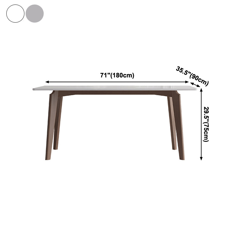 Sintered Stone Two-Color Dining Table Mid-Century Modern 4 Legs Table for Dining Room