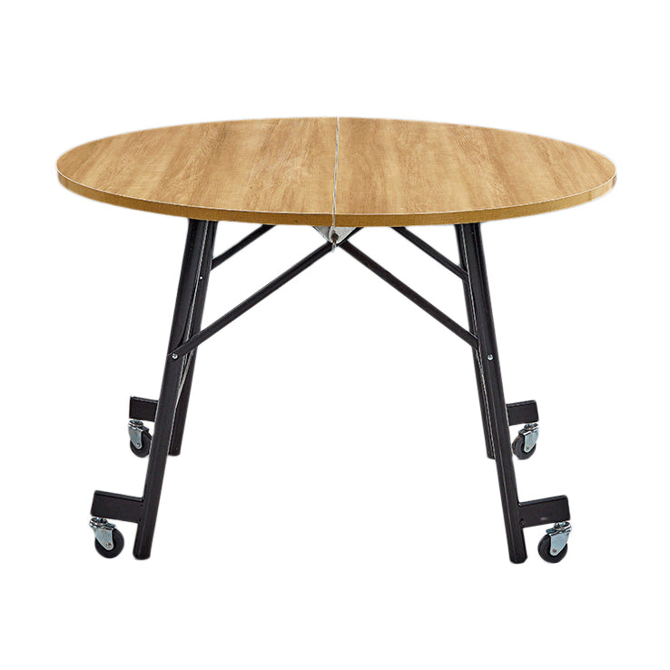 Mid-Century MDF Kitchen Dining Table Round Shape Standard Dining Table with Double Pedestal Base