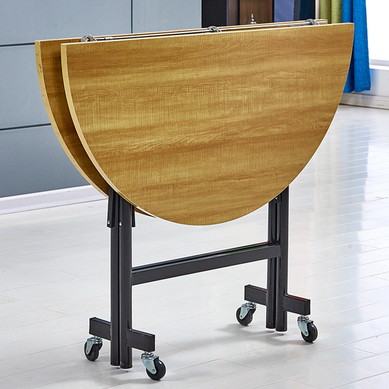 Mid-Century MDF Kitchen Dining Table Round Shape Standard Dining Table with Double Pedestal Base