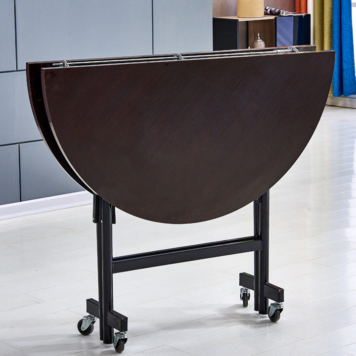 Mid-Century MDF Kitchen Dining Table Round Shape Standard Dining Table with Double Pedestal Base