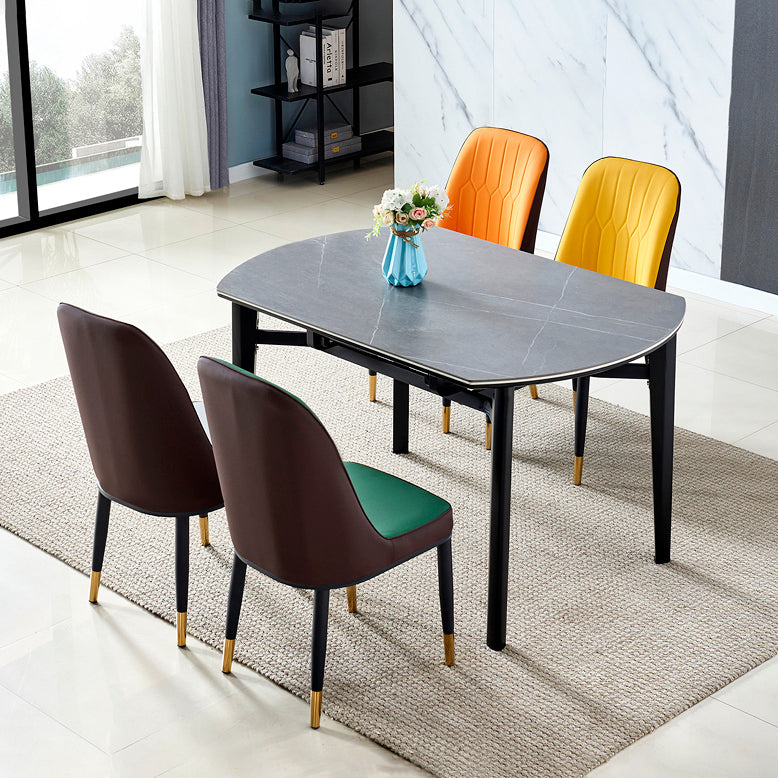 Contemporary Style Round 51.2'' Dining Site Table Stone Drop-Leaf Dining Room Furniture