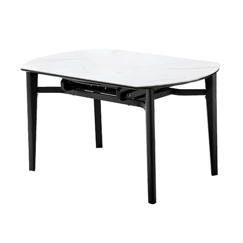 Contemporary Style Round 51.2'' Dining Site Table Stone Drop-Leaf Dining Room Furniture