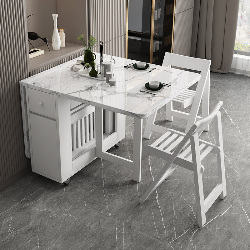 Forma rectangular de 59 pulgadas Mesa de comedor moderna de mediados de siglo Tono blanco
