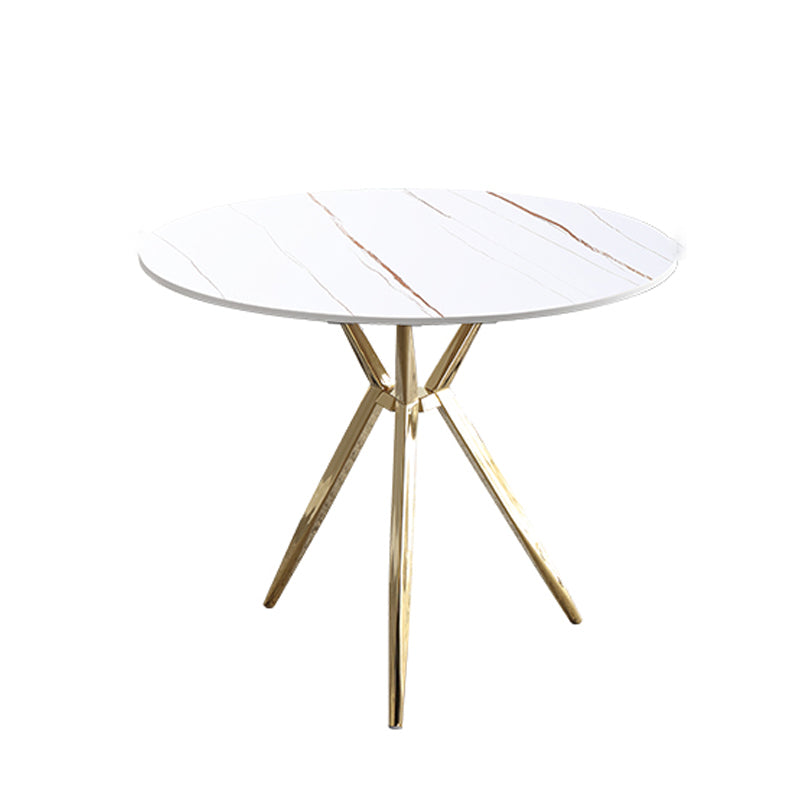 Mesa de cena redonda de estilo moderno Mesa de piedra sinterizada con base de metal para uso en el hogar