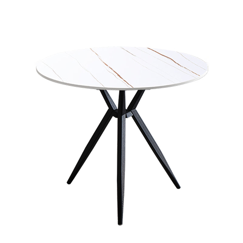 Mesa de cena redonda de estilo moderno Mesa de piedra sinterizada con base de metal para uso en el hogar