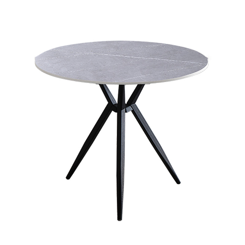 Mesa de cena redonda de estilo moderno Mesa de piedra sinterizada con base de metal para uso en el hogar