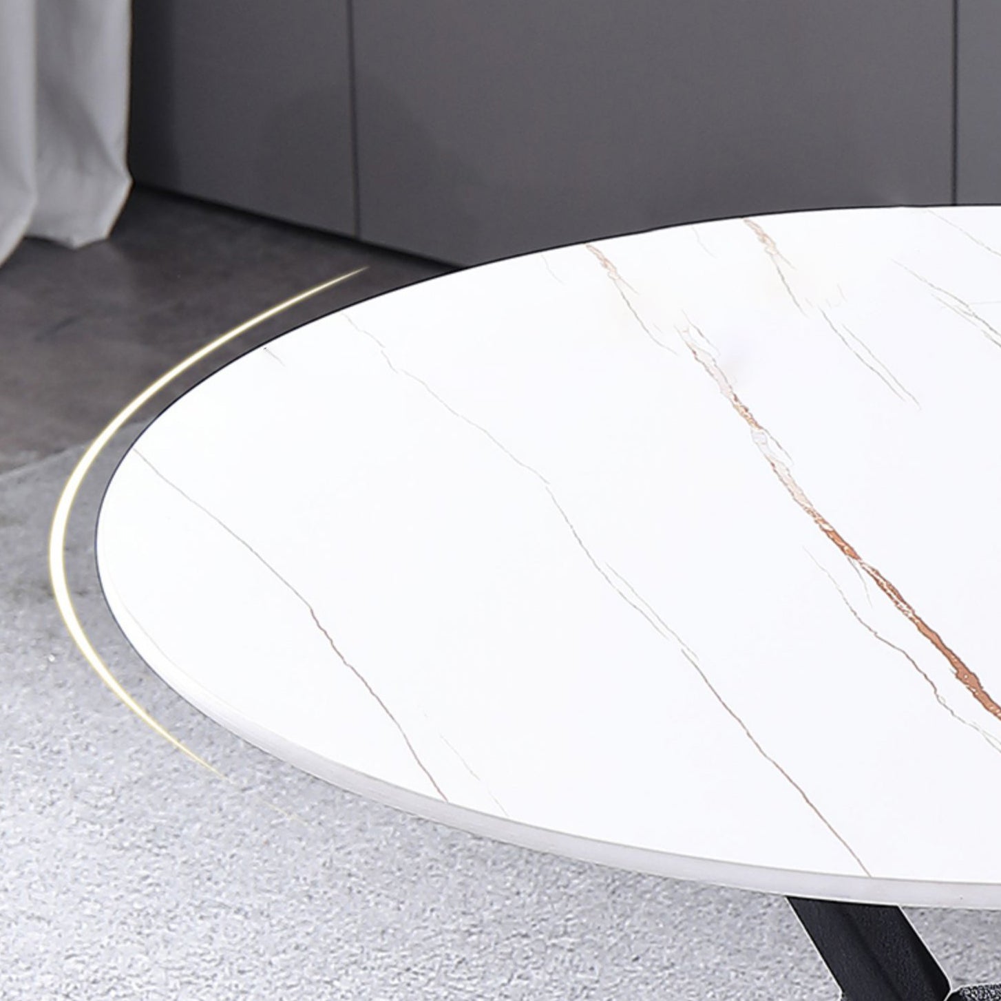 Mesa de cena redonda de estilo moderno Mesa de piedra sinterizada con base de metal para uso en el hogar