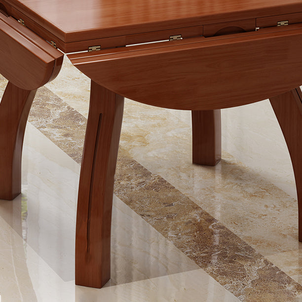 Modern Rubberwood Dinner Table Round 4 Legs Drop-Leaf Table for Home Use
