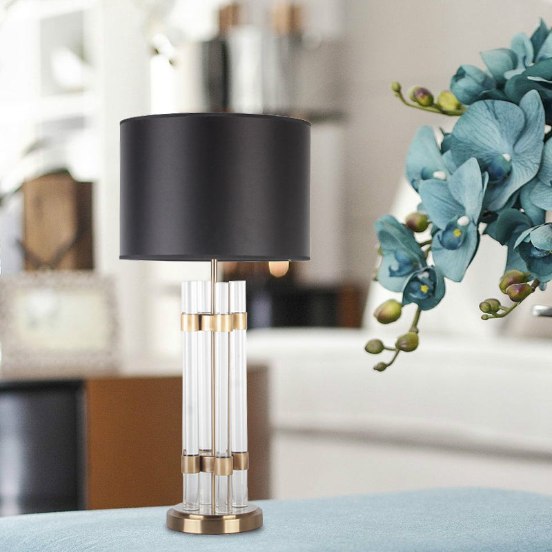 Fassstoff Stoff Schreibtisch hell moderne 1 Kopf Gold Nachttischlampe mit klar