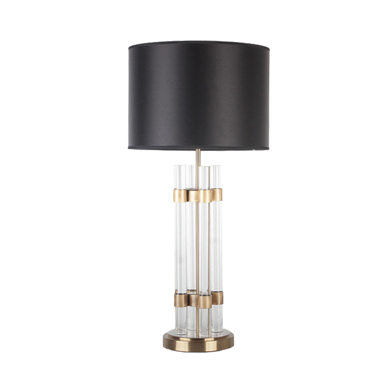 Fassstoff Stoff Schreibtisch hell moderne 1 Kopf Gold Nachttischlampe mit klar