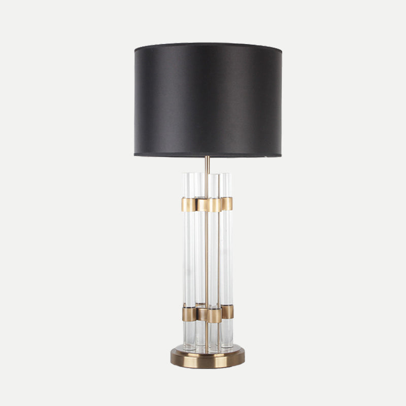 Fassstoff Stoff Schreibtisch hell moderne 1 Kopf Gold Nachttischlampe mit klar