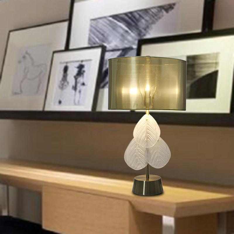Lampe de bureau en forme de feuille, modernisme, cristal taillé à la main, 1 ampoule, lampe de table de nuit en or