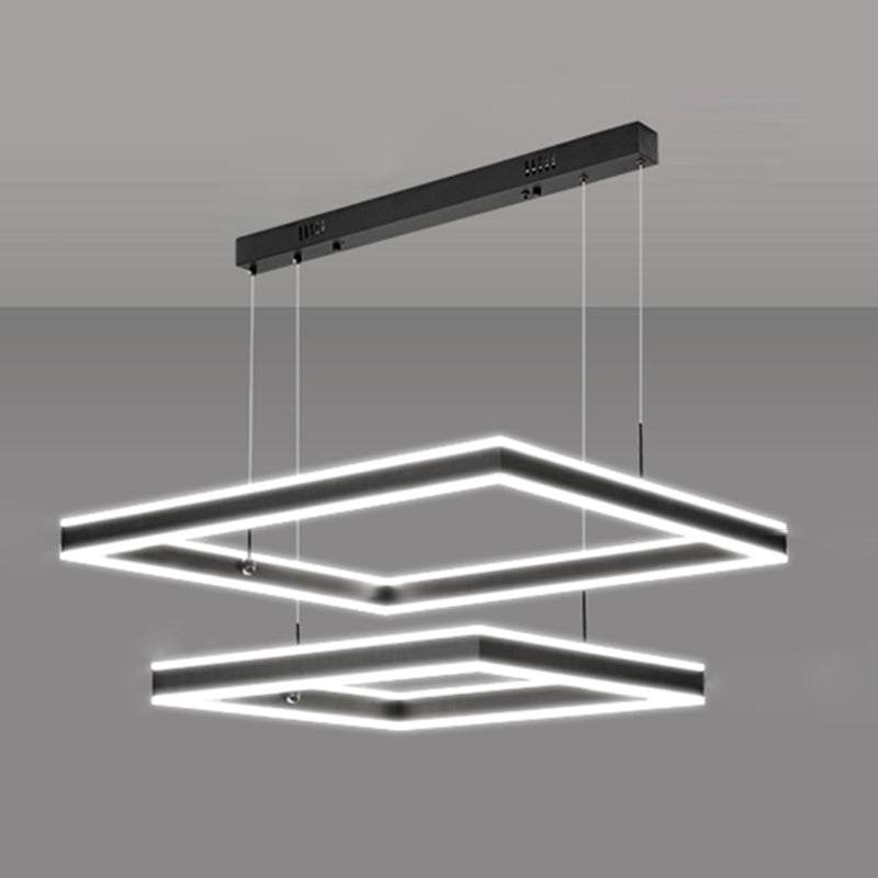 Modern Square Chandelier Light Fixtures Multi-Tier Hanging Pendant Lamps for Living Room