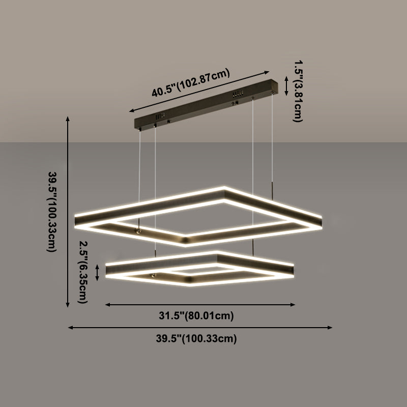Modern Square Chandelier Light Fixtures Multi-Tier Hanging Pendant Lamps for Living Room