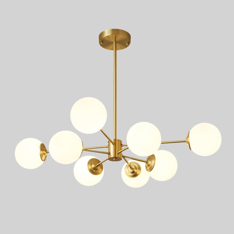 Modern Chandelier Light Fixtures Multi-Head Gold Hanging Pendant Lamps with Glass Shade