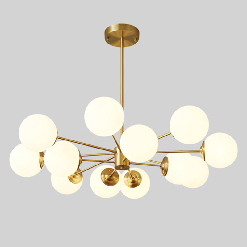 Modern Chandelier Light Fixtures Multi-Head Gold Hanging Pendant Lamps with Glass Shade