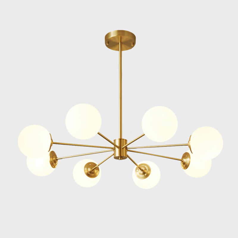 Modern Chandelier Light Fixtures Multi-Head Gold Hanging Pendant Lamps with Glass Shade