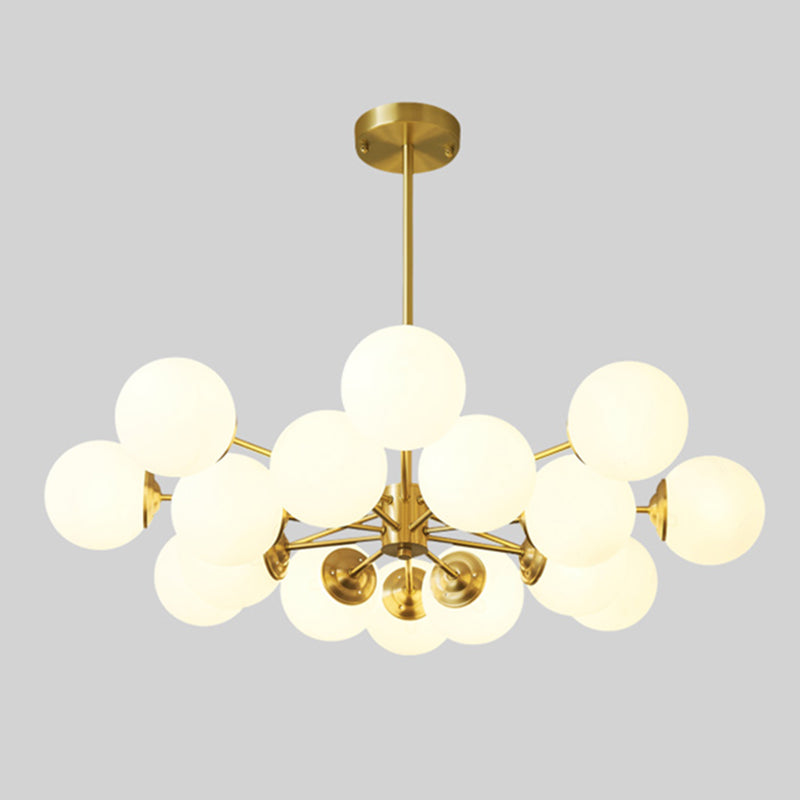 Modern Chandelier Light Fixtures Multi-Head Gold Hanging Pendant Lamps with Glass Shade