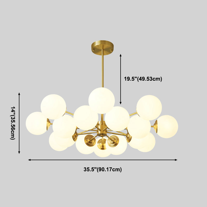 Modern Chandelier Light Fixtures Multi-Head Gold Hanging Pendant Lamps with Glass Shade