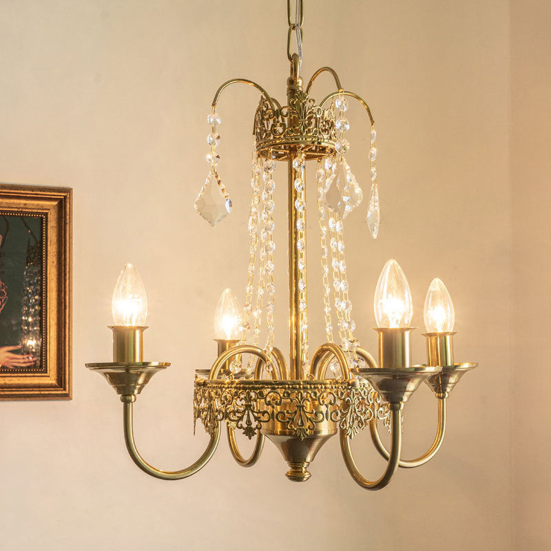 Luminaires de lustre aux bougies de style américain 5 lampes suspendues à 5 légers avec cristal