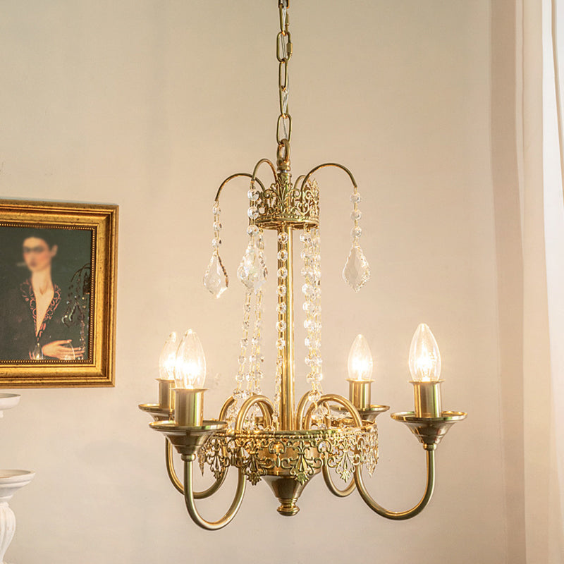 Luminaires de lustre aux bougies de style américain 5 lampes suspendues à 5 légers avec cristal