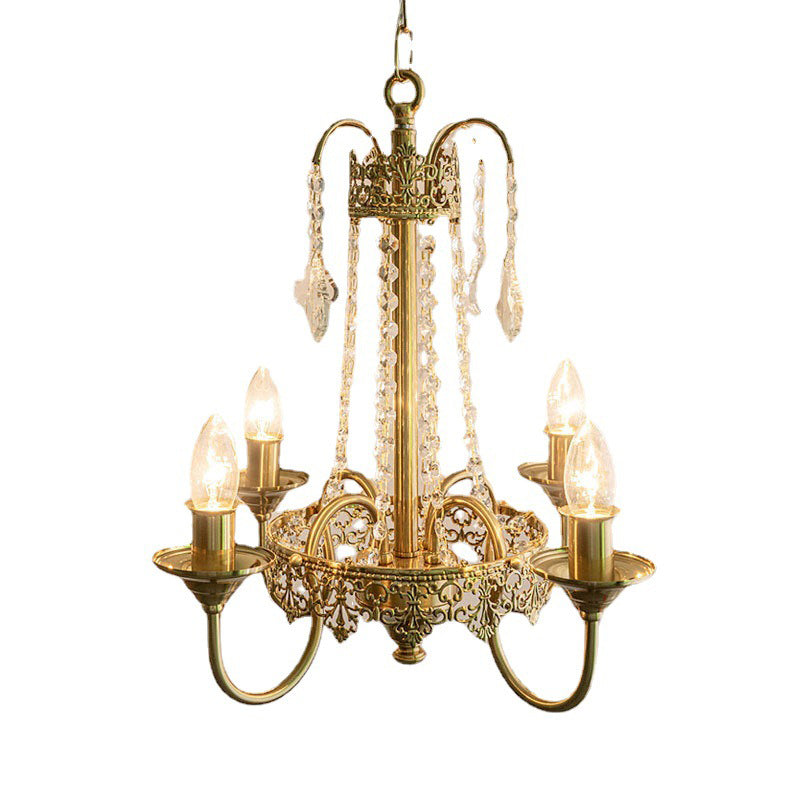 Luminaires de lustre aux bougies de style américain 5 lampes suspendues à 5 légers avec cristal