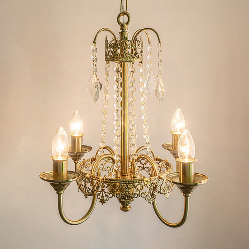 Luminaires de lustre aux bougies de style américain 5 lampes suspendues à 5 légers avec cristal