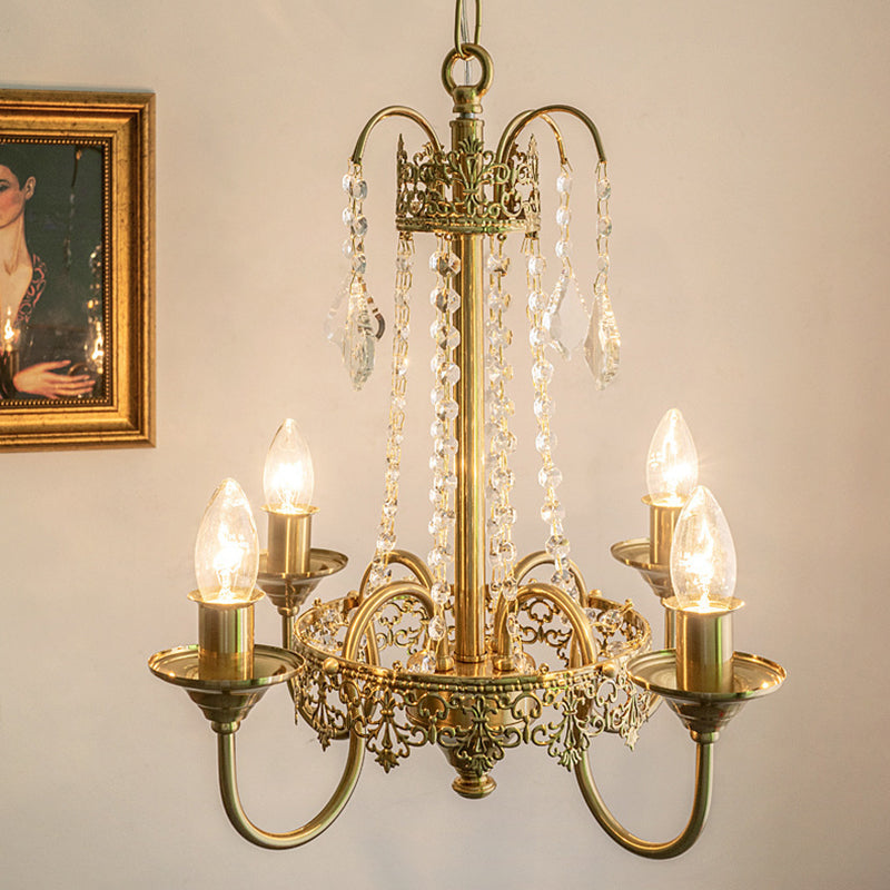 Luminaires de lustre aux bougies de style américain 5 lampes suspendues à 5 légers avec cristal